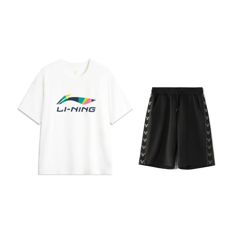 

Костюм спортивный повседневный унисекс Li Ning с принтом логотипа, круглым вырезом, коротким рукавом, модный, удобный, дышащий, брюки до колена AHSVD61-1+YKSV129-2 2XL