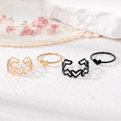 Fashion Love Ring 2-piece Ring Pendant Hollow Tassel Ring Female Elegant Ring Light Luxury Student Ring Set Open Ring