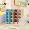 Stationery Storage Box Slanted Pen Holder with 5 Compartments, Plastic Organizer, Desk Organizer Macaron Colors Space Saving Pencil Cup for