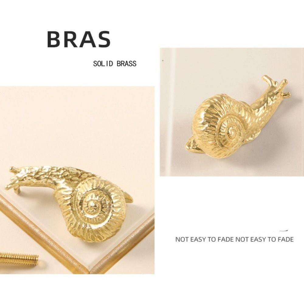 Luxury Cabinet Door Knobs Gold Color Wardrobe Drawer Pulls Creative Snail Brass Handle Window