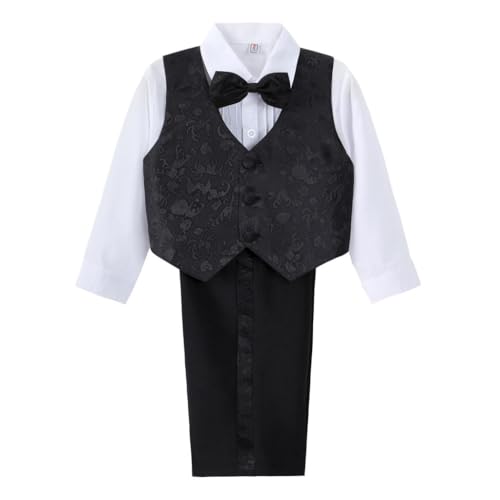 Dressy Daisy Baby Boys' Classic Fit Tuxedo Suit, 5-Piece Set, Formal Wear with Vest, Wedding Outfit, Sizes 18-24 Months, Black
