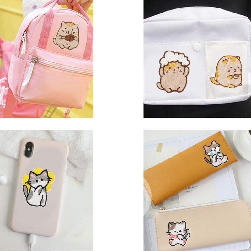 F26C 10 Pcs Embroidered Patches Animal Applique Patches Cartoon Cats Iron on Patches