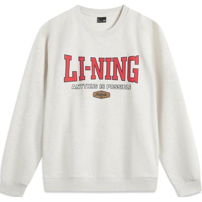 Li Ning Sports Lifestyle Series American High Street Retro Letter Round Neck Knitted Pullover Long Sleeve Sweatshirt Unisex Sweatshirt AWDV373-4