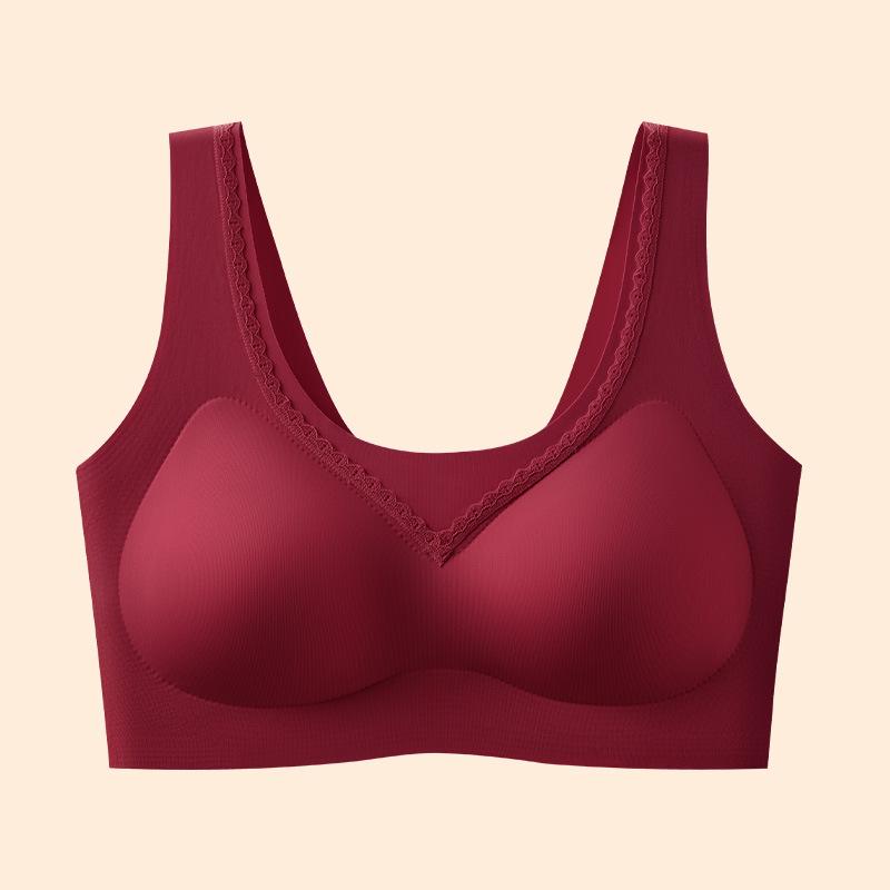 Invisible Lift Seamless Breathable Bra with Fixed Cups and Lace for Side Support - Women's Summer Collection