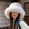 Mode Automne Hiver 2026 Nouveaux Chapeaux de Pêcheur en Peluche pour Femmes Chapeau Blanc Chaud Mignon Chapeaux de Princesse