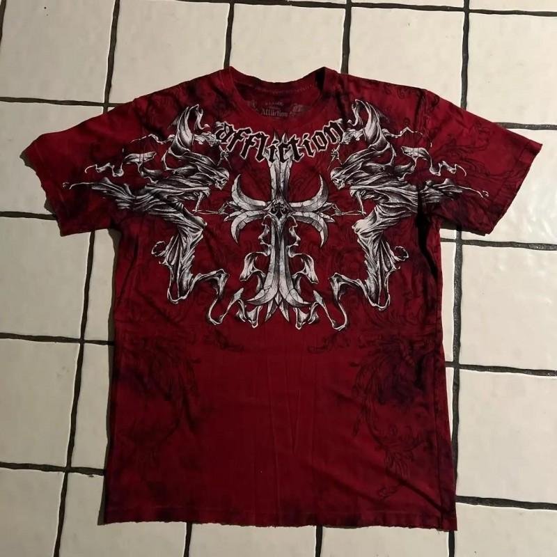 Mens Trendy Short Sleeve T-Shirt With 3D Digital Wing Print Breathable Quick-Dry Cotton Blend Slim Fit Casual Wear