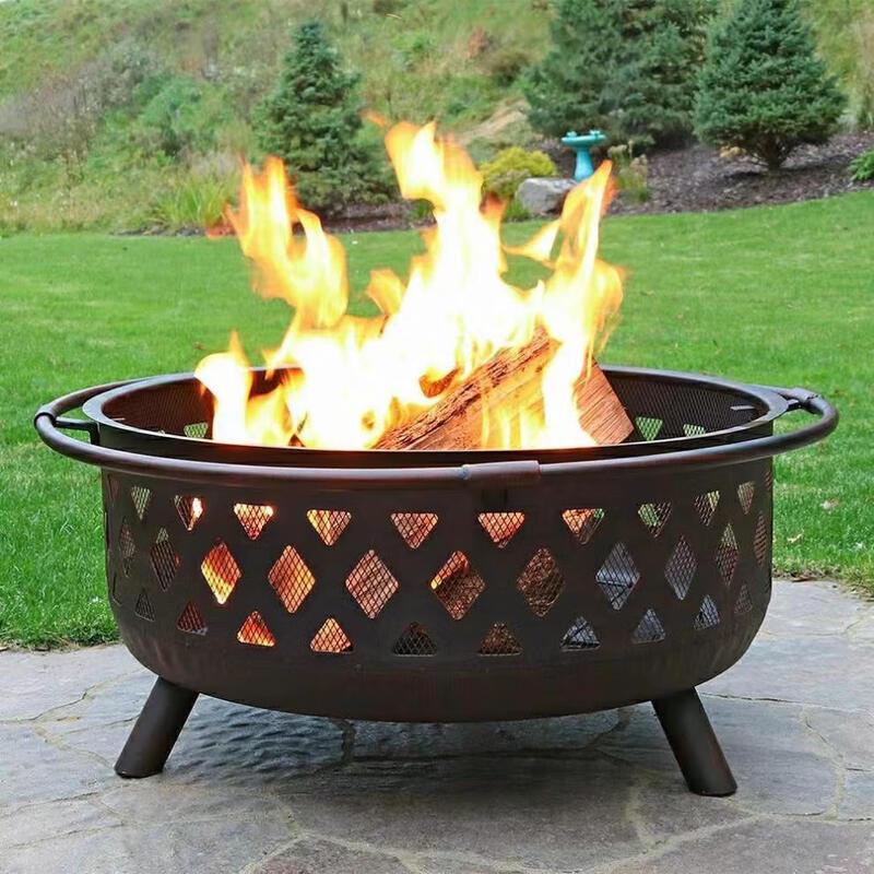 Round Multi-functional Wood Burning Fire Pit