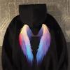 Colorful Winged Multi-pattern Hooded Pullover for Autumn and Winter, Suitable for Daily Outdoor Casual Wear.