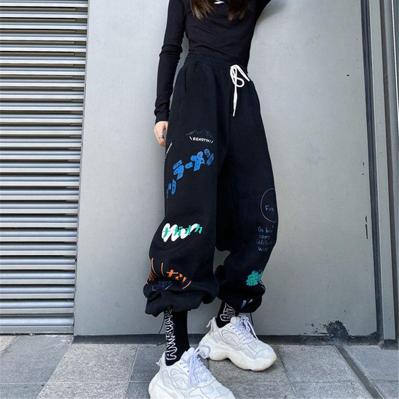 Pantalones de chándal de hip-hop pantalones cargo mujeres primavera otoño  sueltos pantalones elásticos de pierna ancha casual con estampado de  personalidad pantalones femeninos comprar a buen precio — entrega gratuita,  reseñas reales