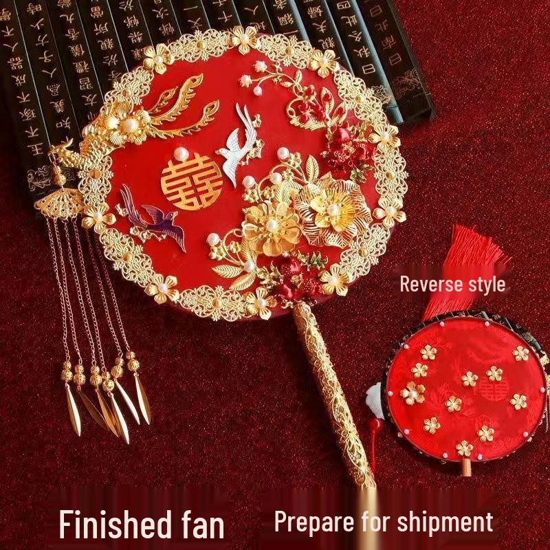 Double-Sided Handmade Bridal Fan for Chinese Style Weddings