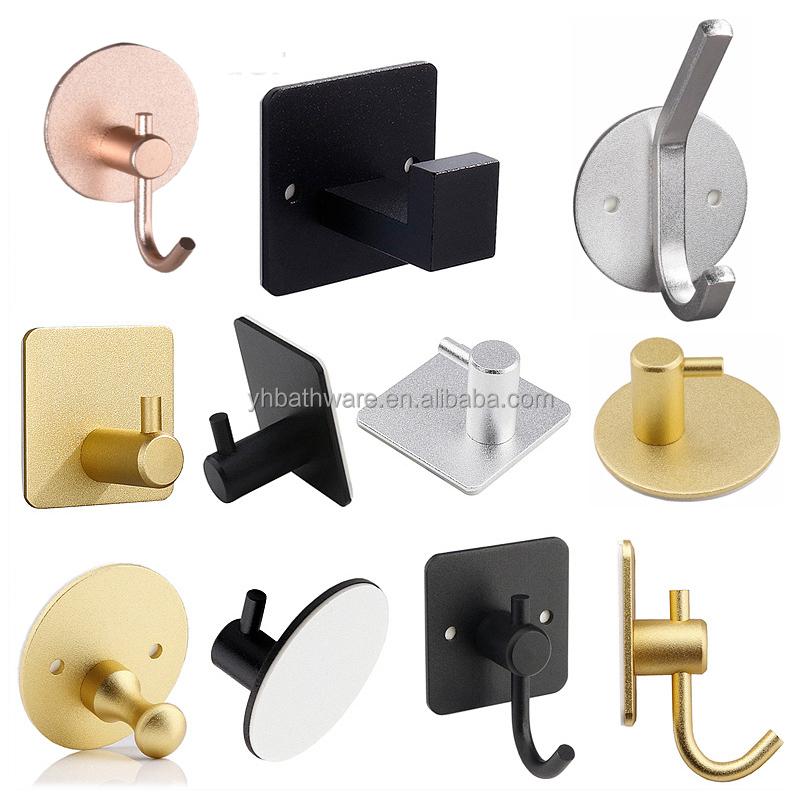 Aluminum Wall Hook Towel Racks Coated Self-adhesive Round Hanger Hook for Kitchen Hardware Bathroom
