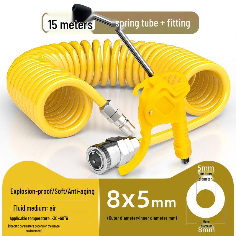 Retractable 8mm PU Spiral Air Hose with Quick Pneumatic Connector