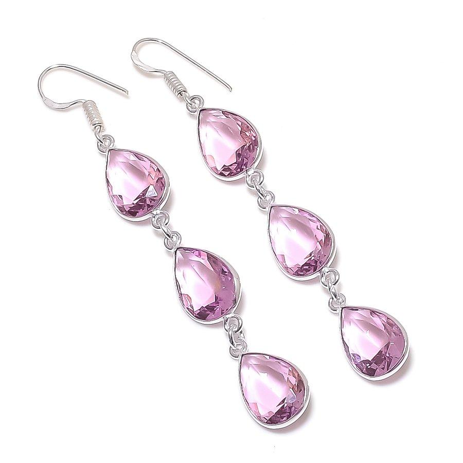 

Natural Pink Kunzite Gemstone 925 Sterling Silver Jewelry Earring 3.15 L0S83