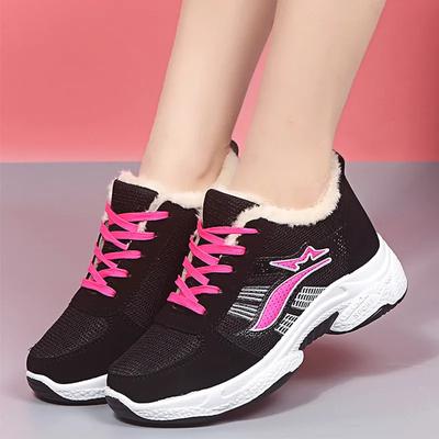 Hiver Plus Velours Épaissi Chaud Chaussures pour Femmes Antidérapantes à Semelle Épaisse à Fond Plat Sport Haut Baita Décontractées Chaussures en Coton pour Femmes