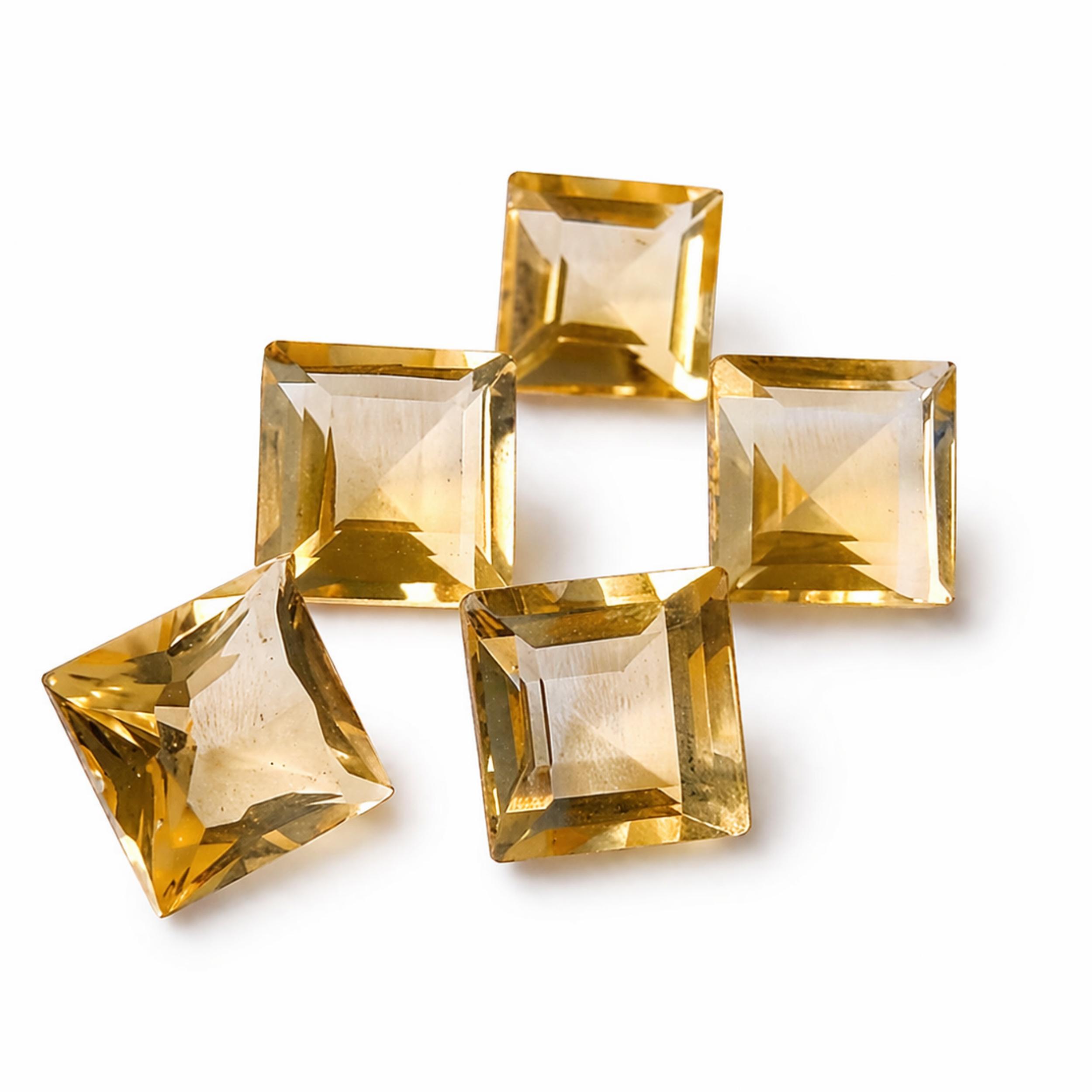 Natural Citrine Square Faceted Gemstone Calibrated Loose Stone Yellow Citrine Jewelry Making Supply 5mm жёлтый