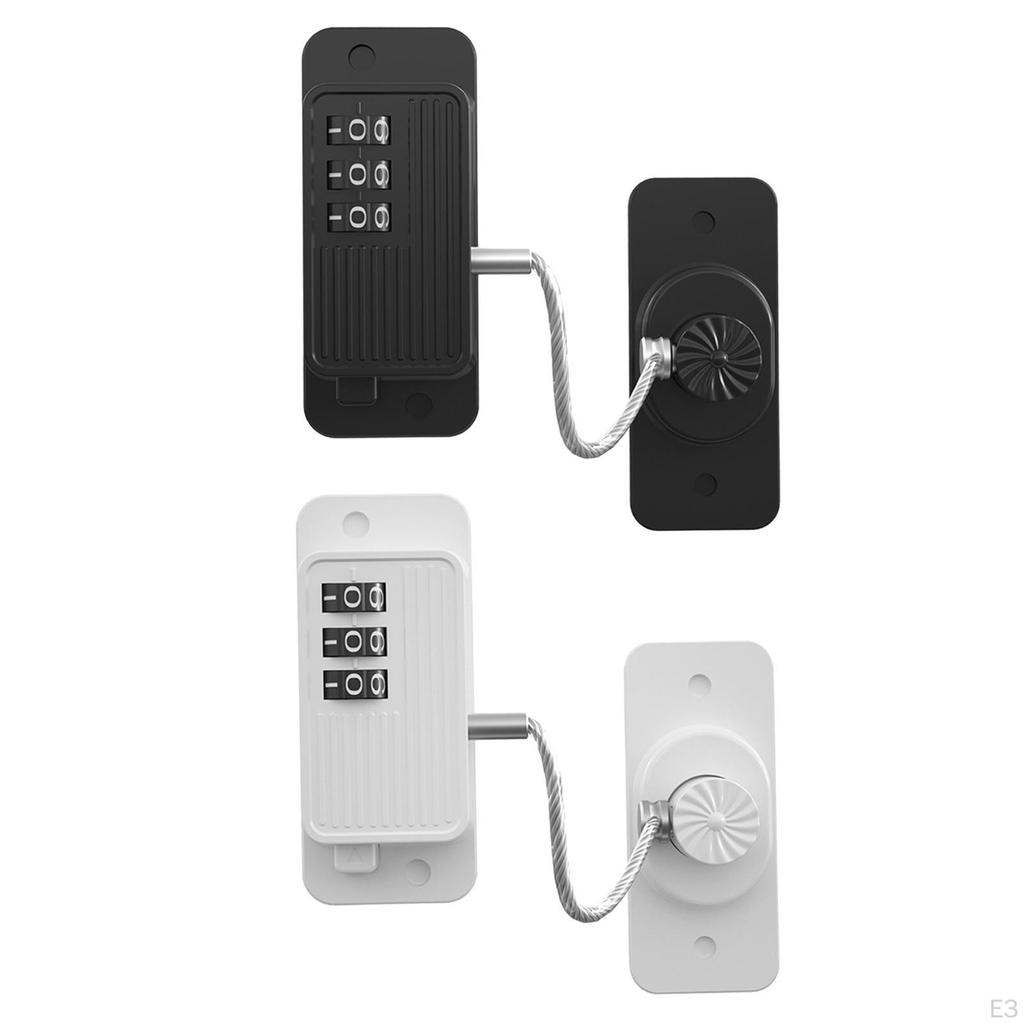 Cabinet Password Lock Refrigerator Latch 17.3cm Steel Cable Easily Install Privacy for