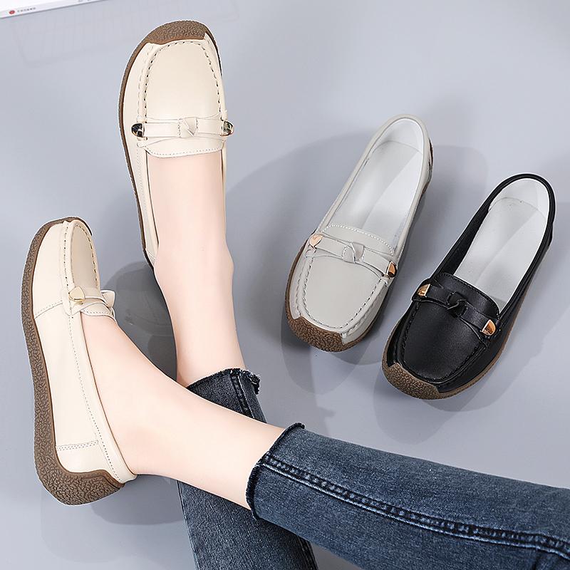 Mocassins plats pour femmes Chaussures de conduite Décontractées Minimalistes Souples Chaussures de marche pour mère Grande taille