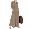 Women's Long Sleeve Lapel Button Down Maxi Shirt Dress with Pockets Loose Fit Casual Style for Everyday Wear