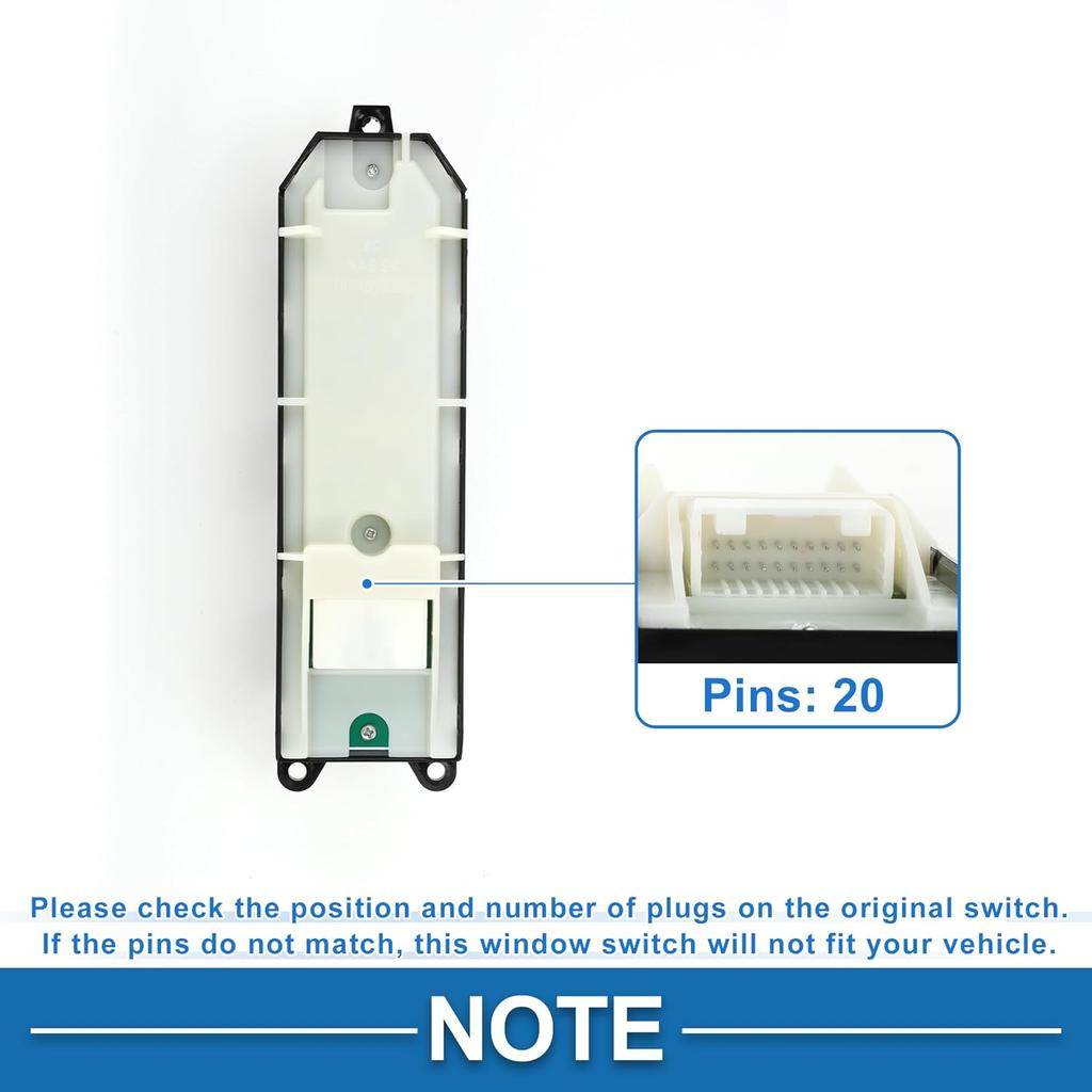 Power Window Switch No.840400P020 Front Left Driver Side Window Control Switch for Toyota 4Runner Venza Black