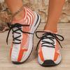 Fashion Orange White Striped Knitted Sneakers Women Plus Size Breathable Mesh Running Shoes Woman Non Slip Tennis Walking Shoes
