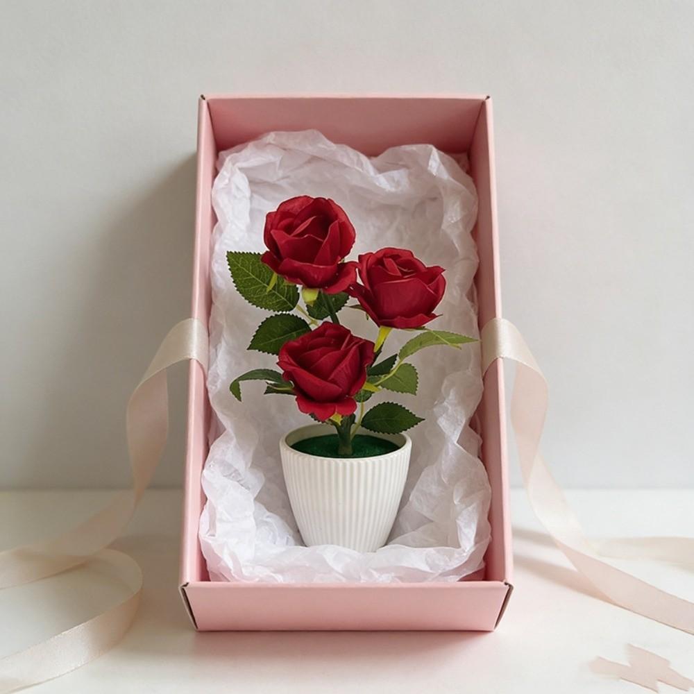 Multi-Bloom Artificial Faux Plants Simulated Bonsai New Artificial Rose Potted Flowers  Home Decor