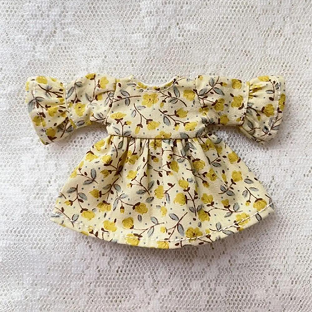 Short/Long Sleeve Printed Dresses White Cardigan for 1/11 OB11 Dolls Tops for 1/12 BJD Dolls Outfits Dresses DIY Doll Clothes