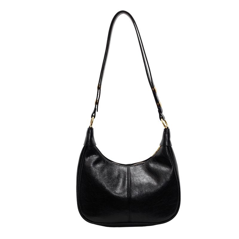 Popular Retro Maillard Simple Solid Color Dumpling Bag Casual Niche Commuting Versatile Soft Leather Messenger Bag