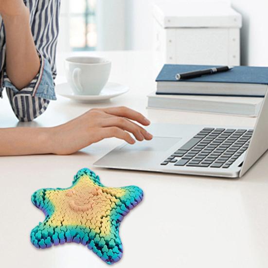 Sensory Fidget Star 3D Printed Articulated Toy Stress Relief Fidget Focus Smoothly Moving Segments No Assembly Needed Hand Therapy Toy