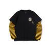 Li Ning X X-Girl Collaboration Sports Fashion Series Striped Loose Round Neck Long Sleeve T-Shirt Women Tops Black ATLQ118-2