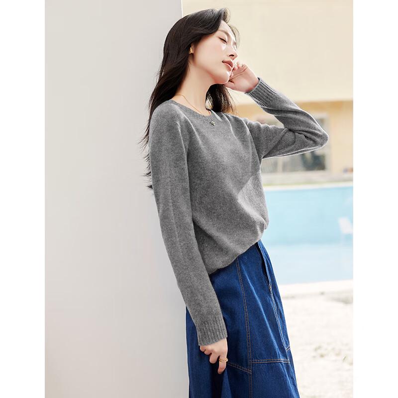 VICTORIA&VERA Women's Merino Wool Loose-Fit Long Sleeve Knit Sweater