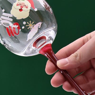 Hand Painted Christmas Theme Glass Goblet Santa Claus Snowman Pattern Cartoon Wine Cups Transparent Egg Glass Christmas Gift