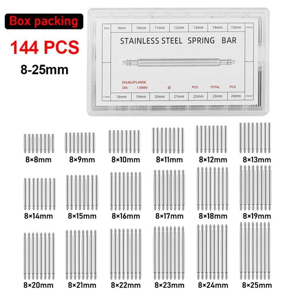 

Stainless Steel Watch Band Strap Spring Bars Link Pins Repair Tool Set 144PCS