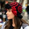 Knitted Hat With Lotus Blossom Embroidery For Autumn Winter Girls And Women