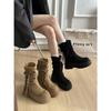 Khaki Retro Platform Boots Women's Autumn Height and Thinness Maillard Birkenstock Short Boots