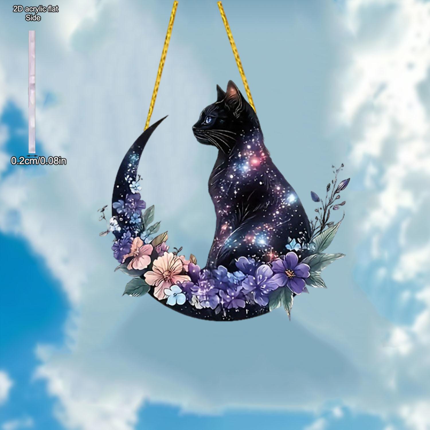 

Starry Sky Black Cat Art Decor, Cat Lover Home Decor, Vibrant Acrylic Decor, for Cat Lovers Acrylic Window Hanging Sun, Nurseries, Vintage Home Decor 15*14.5cm