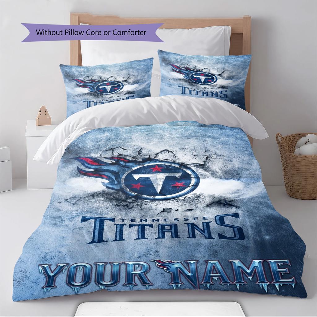 Name Custom Tennessee Titans Pattern Bedding Set Quilt Cover Pillowcase Home Decor Gift (1 * duvet cover + 2 * pillowcase, without core)