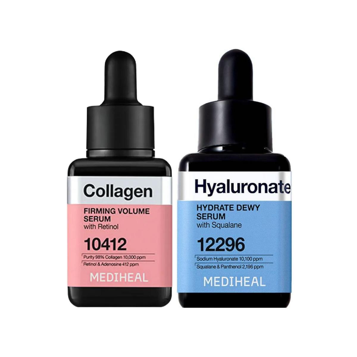 Mediheal Square Serum Ampoule Hyaluronic Acid & Collagen Plumping Hydrating Serum Set 80ml (40ml + 40ml 1ea)