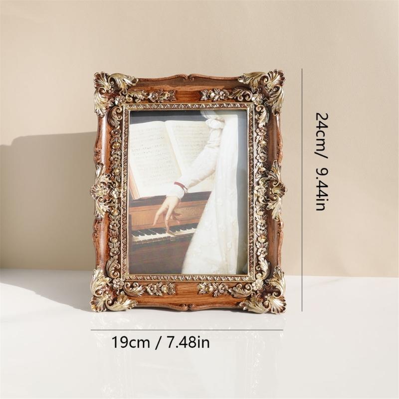 Antique Styles Picture Frame Decorative Resins Photo Holder for Living Room or Bedroom Wall Hanging and Tabletop Display