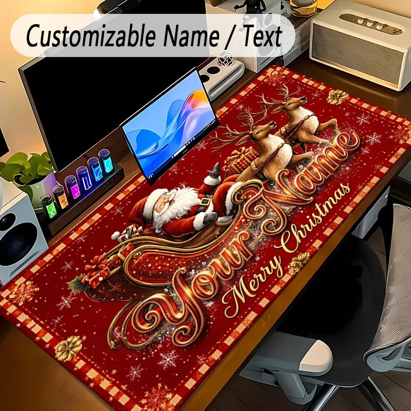 Christmas Theme Personalized Mouse Pad Custom Name Text Non Slip Desk Pad For Laptop Office Desktop