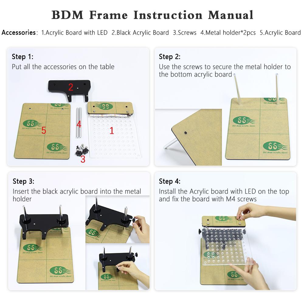 High Quality Metal LED BDM Frame With 4 Probe Pens BDM Probes Work For KESS KTAG LED BDM Frame LED ECU Programmer Tool