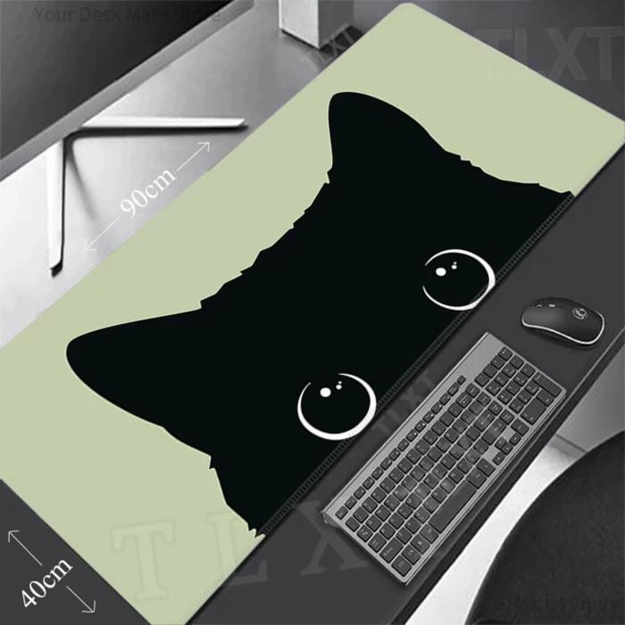 Cute Black Cat Big Head Anime Extended Gaming Mouse Pad Large Desk MatNonSlip AntiDirt Extended Desk Mat