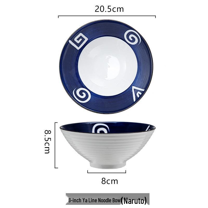 Popular 8-inch Color Glaze Ceramic Ramen Bowl - Hand-painted Trumpet Design