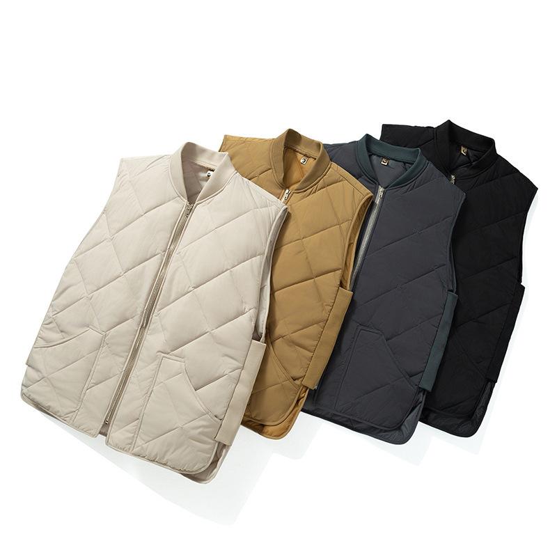 Binchi Keji Travel Men's Yellow Autumn And Winter New Plaid Vest Cotton-Padded Casual Baseball Collar Vest Vest Cm