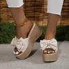 Women Wedges Slippers 2025 New Summer Beach Platform Sandals Fashion Bow Slippers Women High Heel Slippers Slides Women