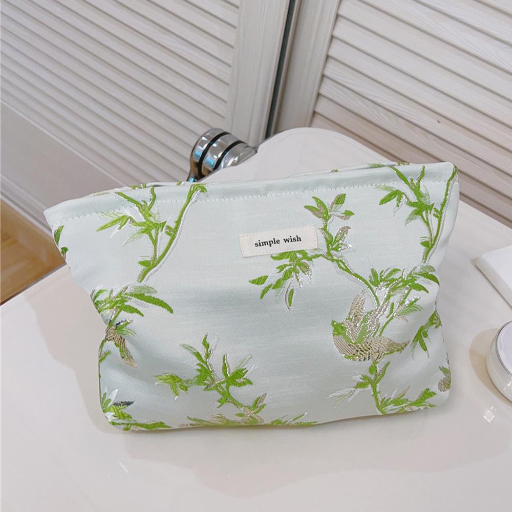 Flower Pattern Women Cosmetic Organizer Travel Bag Large Canvas Toiletries Teen Girls Makeup Storage Pouch