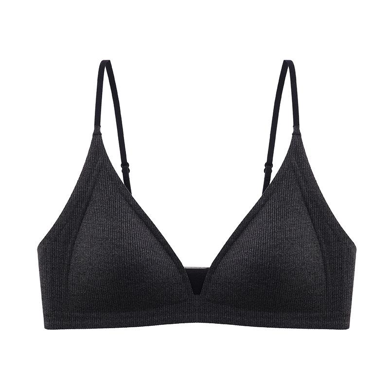 French Deep V Triangle Cup Nude Seamless Thin Threaded Underwear Small Chest Gathered Without Steel Ring Beautiful Back Bra