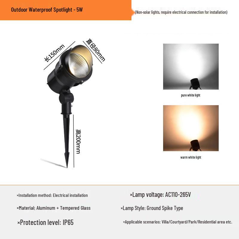 Waterproof Outdoor Landscape Spotlight for Garden and Villa