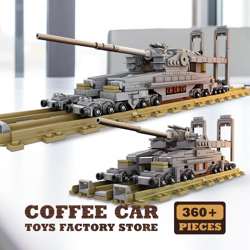 Non-Toxic Ww2 Army Railway Gun Building Blocks Military Weapon Tank Children Toys Armored Cars Model Moc Bricks Adult Kids New Year Gifts