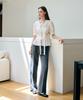 Deuloupisumeon Tuck Puff Short Sleeve Tie Blouse [Sky Blue]