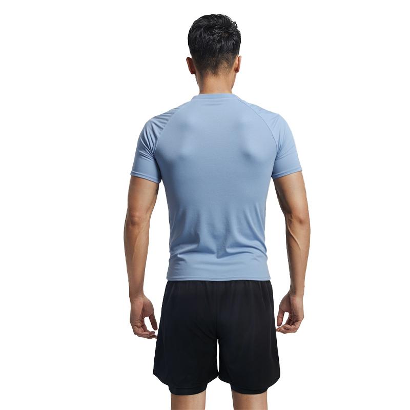 Li-Ning Waterproof Chlorine Resistant Simple Solid Color Speed Training Short Sleeve Swimwear Men Swimwear Blue LNYW821-4